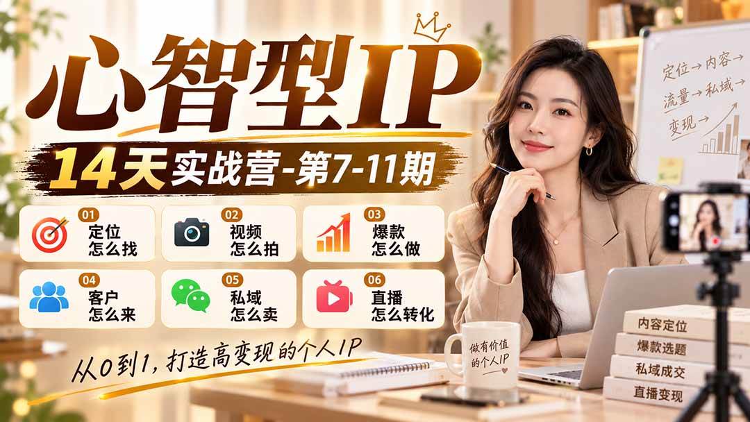 （21066期）【无水印】心智型IP14天实战营-第7-11期：定位怎么找/视频怎么拍/爆款怎么做/客户怎么来/私域怎么卖/直播怎么转化-离锋创库