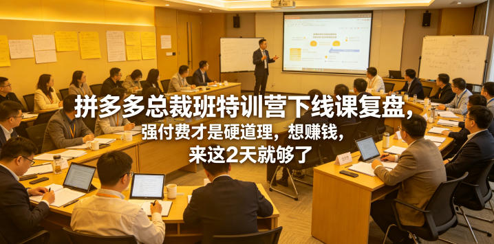 拼多多总裁班特训营下线课复盘,强付费才是硬道理,想賺钱,来这2天就够了-离锋创库