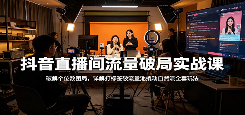 抖音直播间流量破局实战课：破解个位数困局，详解打标签破流量池撬动自然流全套玩法-离锋创库