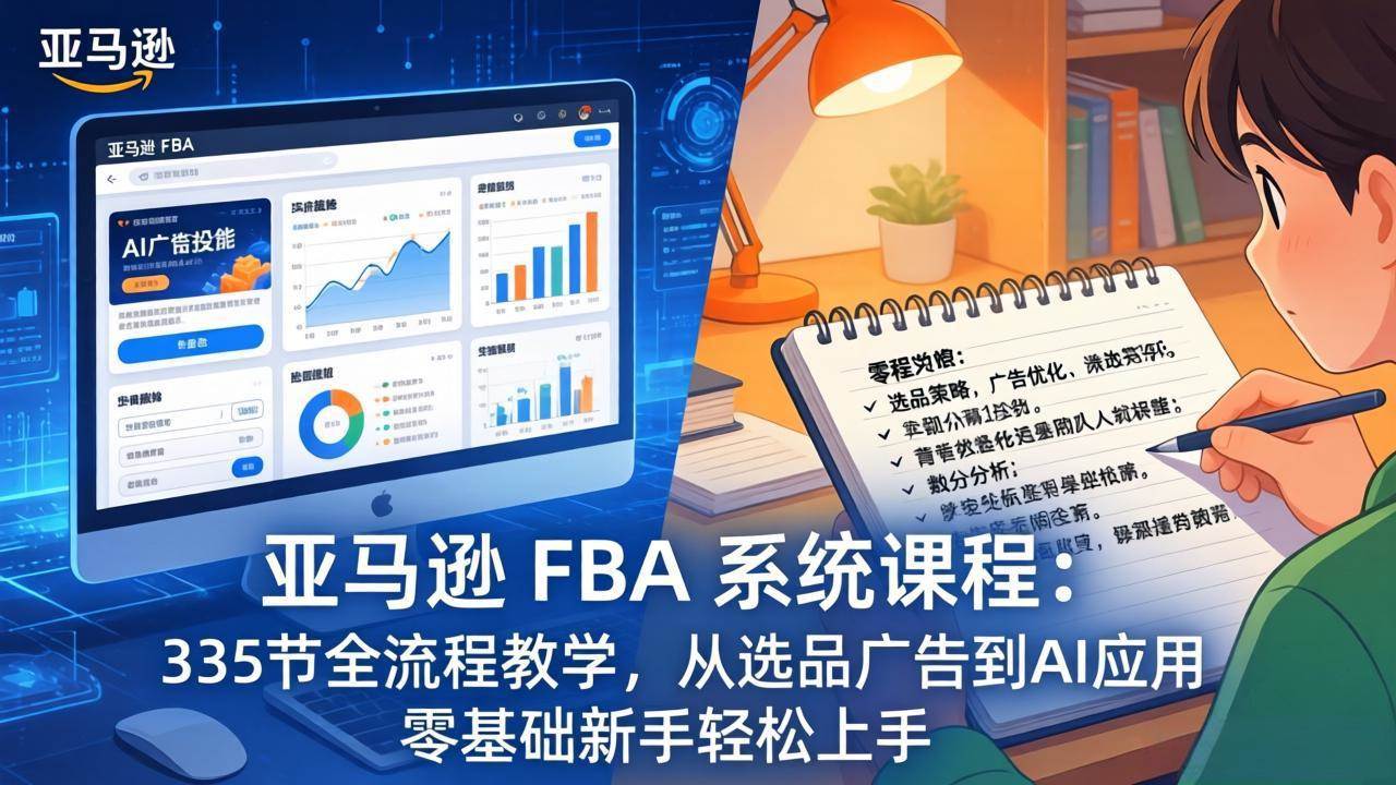 （17744期）亚马逊 FBA 系统课程（更新26年3月）335节全流程教学，从选品广告到AI应用，零基础新手轻松上手-离锋创库