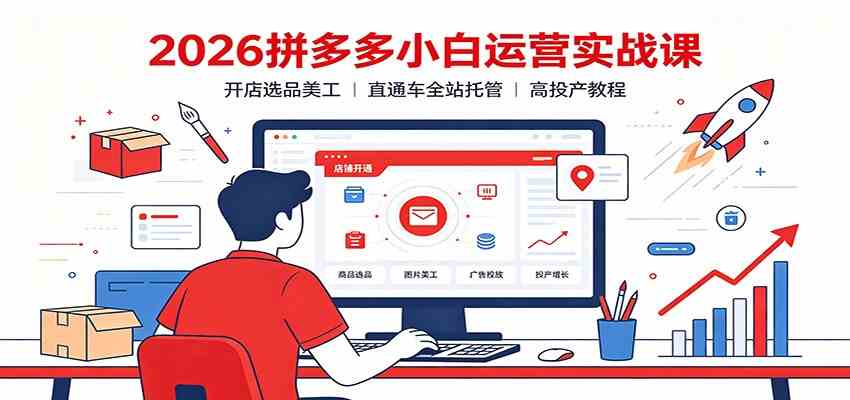 2026拼多多小白运营实战课:开店选品美工,直通车全站托管高投产教程-离锋创库