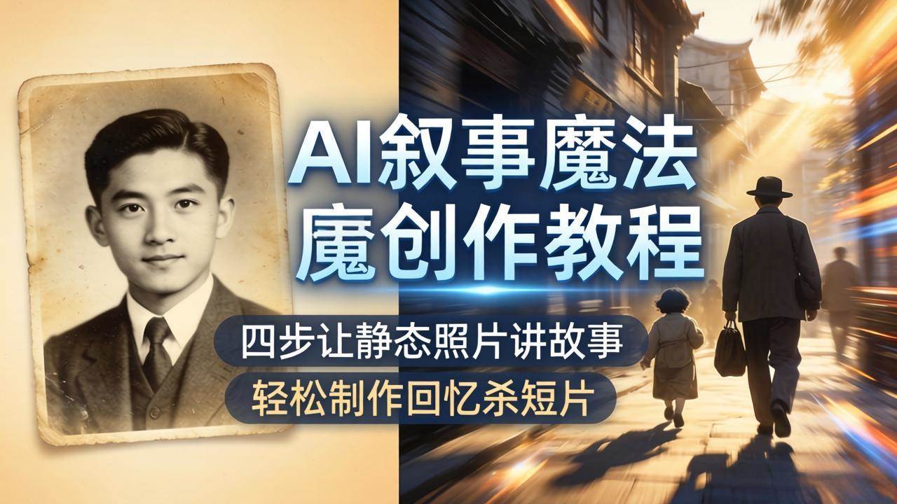 （18208期）AI叙事魔法创作教程，四步让静态照片讲故事，老照片修复加动态特效，轻松制作回忆杀短片-离锋创库