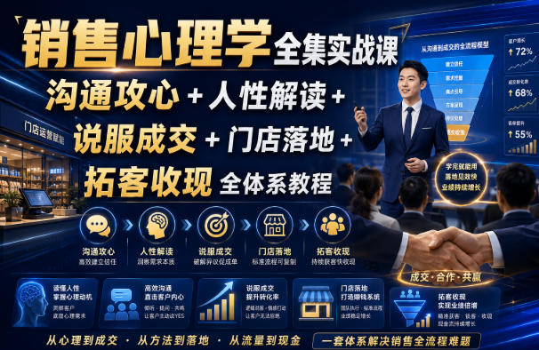 销售心理学全集实战课｜沟通攻心+人性解读+说服成交+门店落地+拓客收现全体系教程-离锋创库