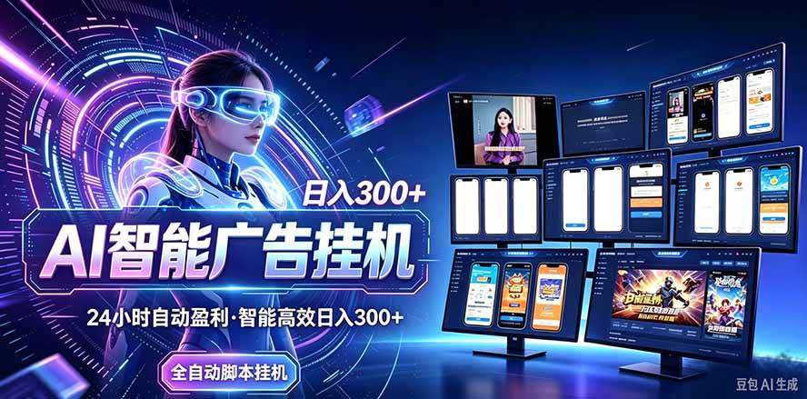 (20964期)24小时AI广告挂机|在家就能做的被动副业-离锋创库