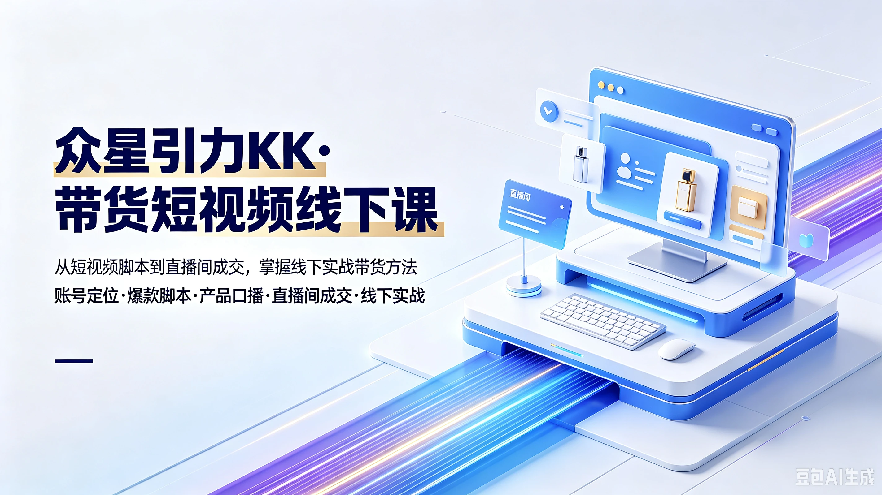 【精】众星引力KK·带货短视频线下课，从短视频脚本到直播间成交，掌握线下实战带货方法，账号定位、爆款脚本、产品口播、直播间成交、线下实战-离锋创库