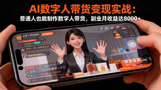 （16377期）AI数字人带货变现实战：普通人也能制作数字人带货，副业月收益达8000+-离锋创库