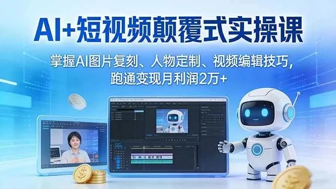 【精】AI+短视频颠覆式实操课：掌握AI图片复刻、人物定制、视频编辑技巧，跑通变现月利润2万+-离锋创库