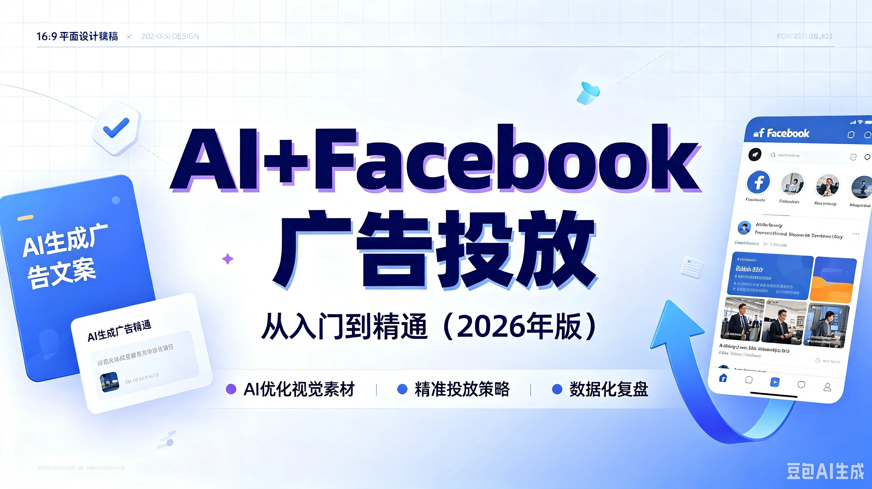 【精】AI+Facebook广告投放，从入门到精通（2026年版），AI优化视觉素材、精准投放策略、数据化复盘-离锋创库