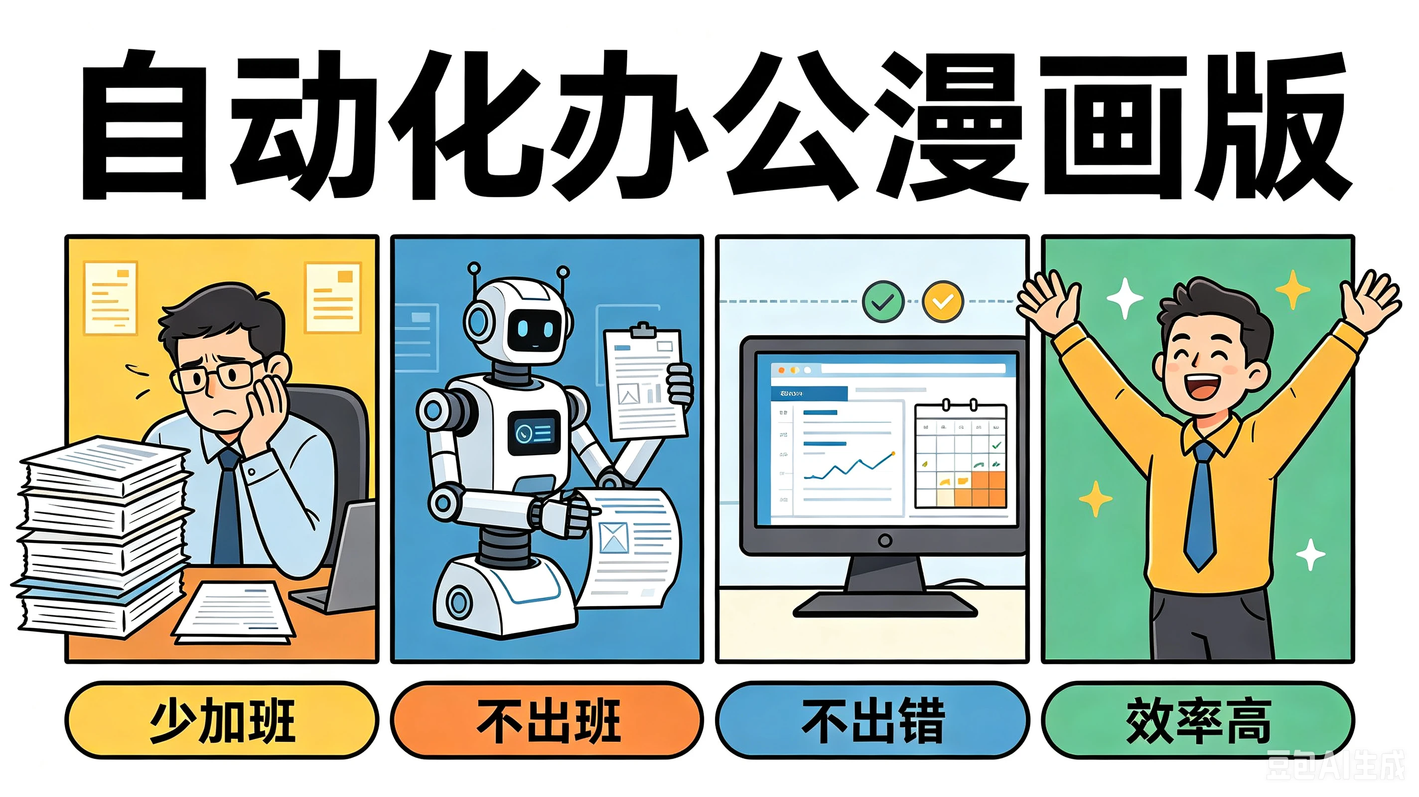 【精】自动化办公漫画版，少加班、不出班、不出错、效率高-离锋创库