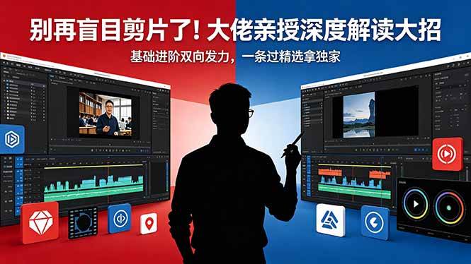 （18384期）别再盲目剪片了！大佬亲授深度解读大招，基础进阶双向发力，一条过精选拿独家-离锋创库
