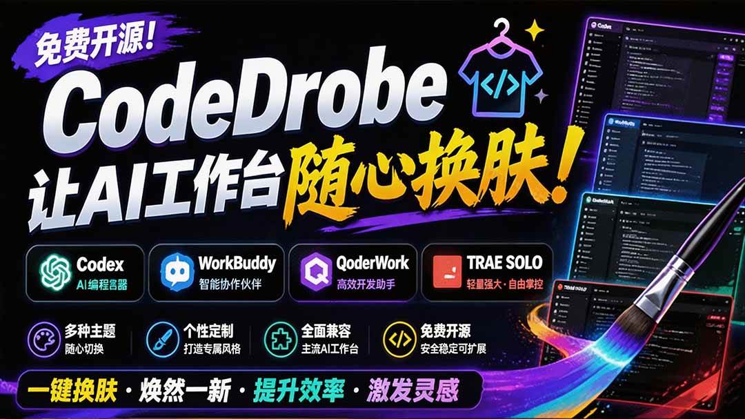 （19586期）免费开源的CodeDrobe，让AI工作台随心换肤，支持Codex、WorkBuddy等，免费且本地运行！-离锋创库