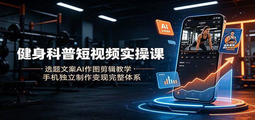 健身科普短视频实操课：选题文案AI作图剪辑教学，手机独立制作变现完整体系-离锋创库