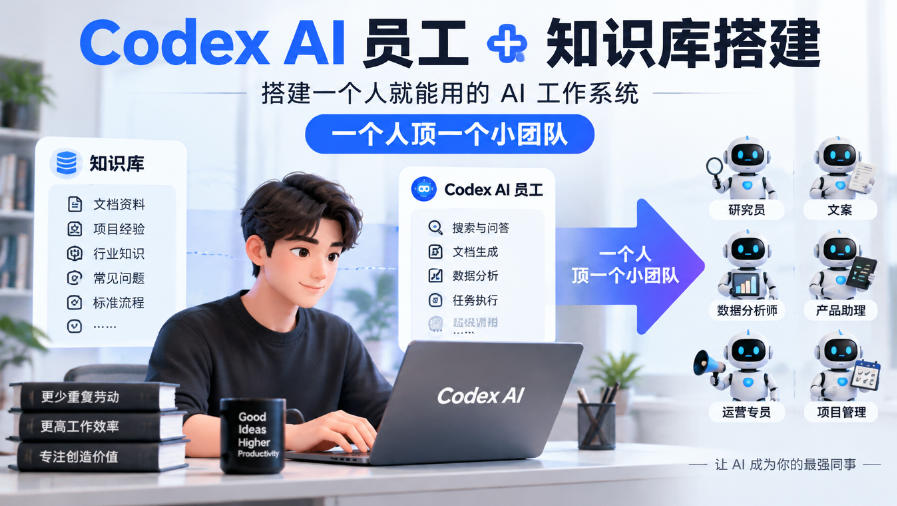 Codex AI员工+知识库搭建,搭建一个人就能用的AI工作系统,一个人顶一个小团队-离锋创库
