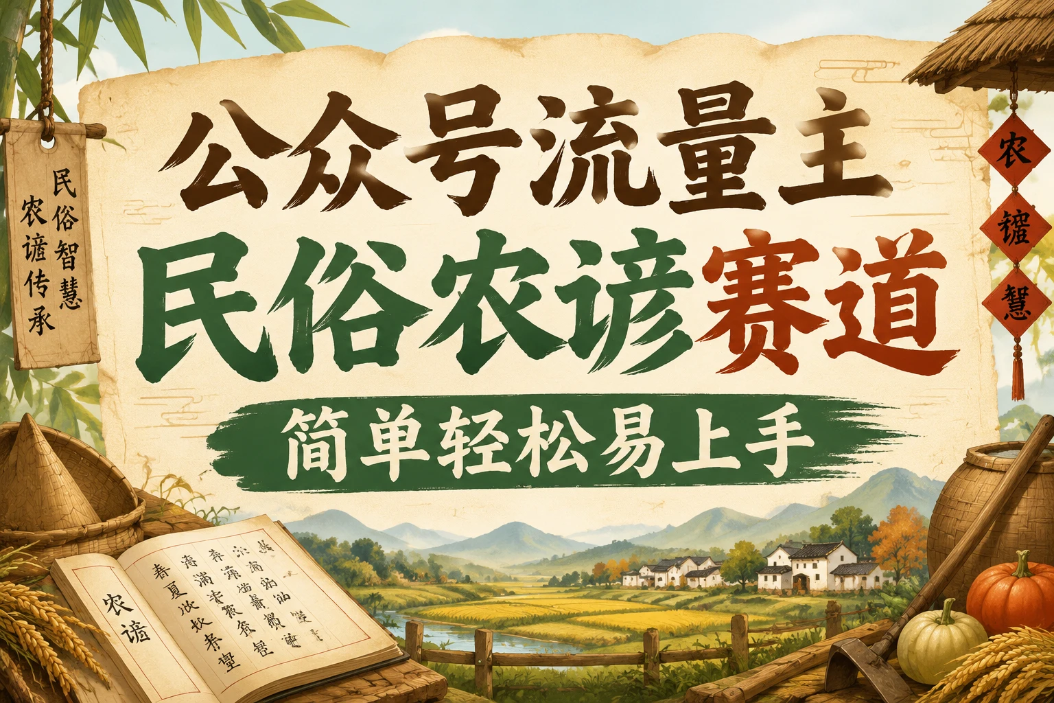 公众号流量主民俗农谚赛道，靠老祖宗留下的农谚写预测，选题不愁，结构固定，小白好上手！-离锋创库