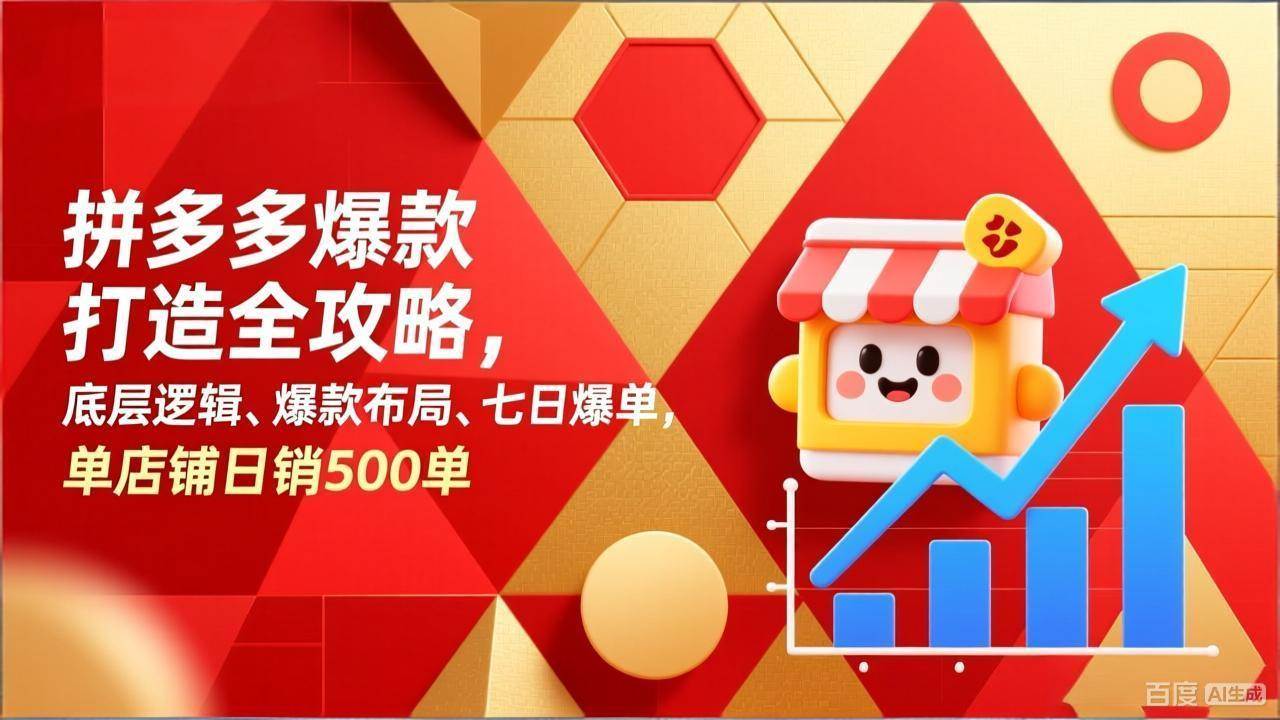 （17346期）拼多多爆款打造全攻略，底层逻辑、爆款布局、七日爆单，单店铺日销500单-离锋创库