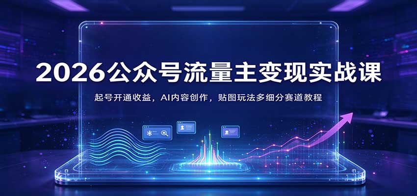 2026公众号流量主变现实战课:起号开通收益,AI内容创作,贴图玩法多细分赛道教程-离锋创库