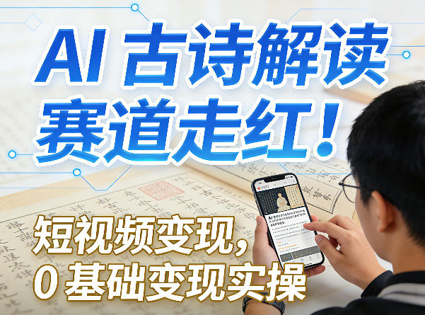 AI古诗解读赛道走红！短视频变现，0基础变现实操-离锋创库