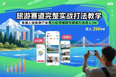 【精】旅游赛道完整实战打法教学，普通人做旅游行业用小红书视频号精准引流月入3W-离锋创库