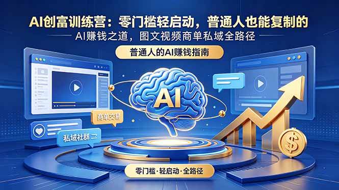 （18911期）AI创富训练营：零门槛轻启动，普通人也能复制的AI赚钱之道，图文视频商单私域全路径-离锋创库