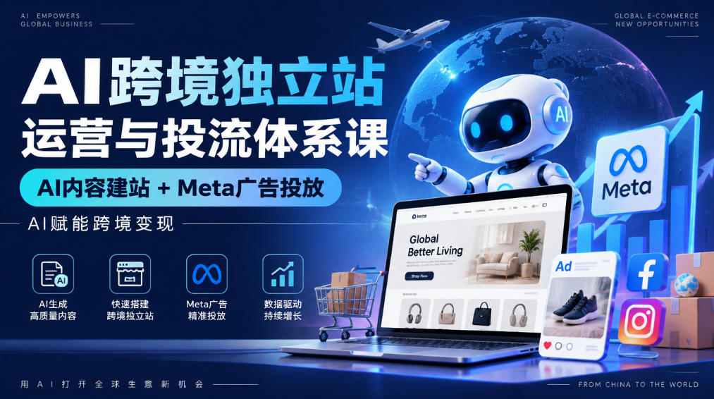 AI跨境独立站运营与投流体系课｜AI内容建站+Meta广告投放，AI赋能跨境变现-离锋创库