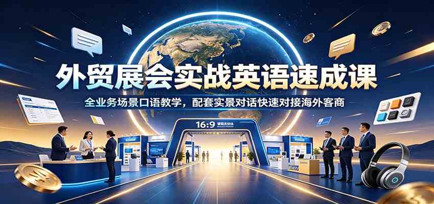 外贸展会实战英语速成课：全业务场景口语教学，配套实景对话快速对接海外客商-离锋创库