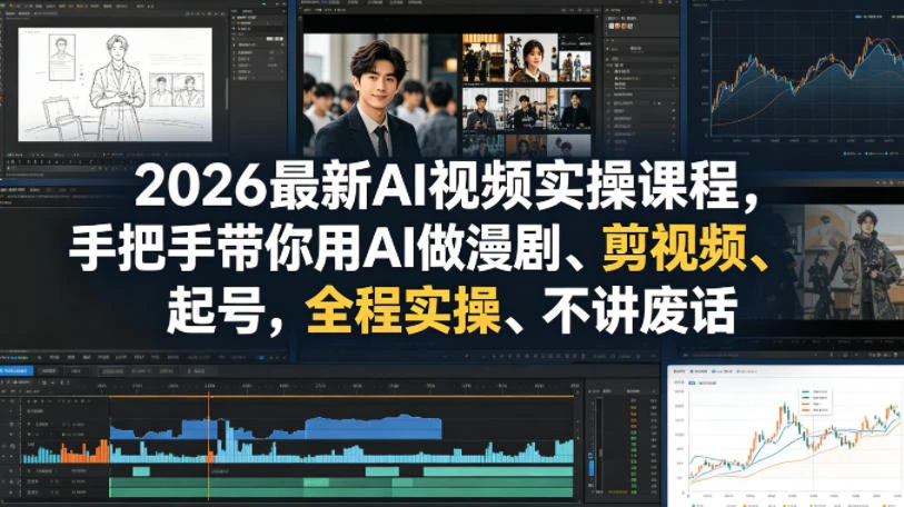 【精】2026最新AI视频实操课程，手把手带你用AI做漫剧、剪视频、起号，全程实操、不讲废话-离锋创库