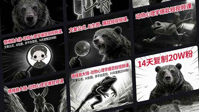 （17376期）情绪放大镜-动物心理学爆款短视频课，文案公式、AI生图、多平台变现，14天复制20W粉-离锋创库