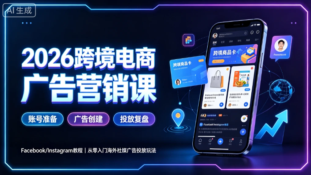 【精】2026跨境电商广告营销课,Facebook/Instagram教程,从零入门海外社媒广告投放玩法-离锋创库