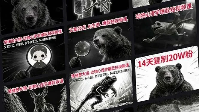 【精】情绪放大镜-动物心理学爆款短视频课，文案公式、AI生图、多平台变现，14天复制20W粉-离锋创库
