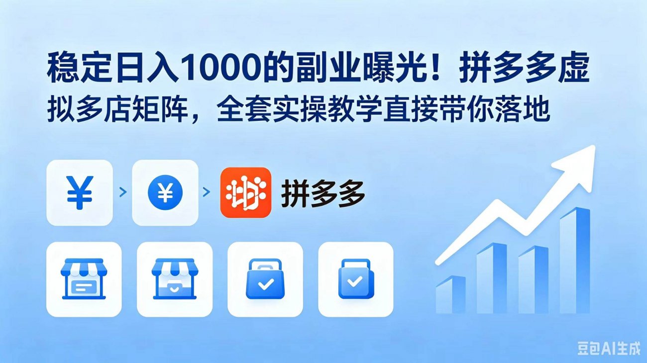 (18928期)稳定日入 1000 的副业曝光!拼多多虚拟多店矩阵,全套实操教学直接带你落地-离锋创库