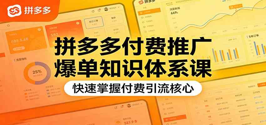 拼多多付费推广爆单知识体系课,快速掌握付费引流核心-离锋创库