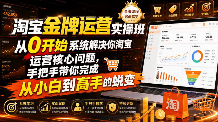 淘宝金牌运营实操班,从0开始系统解决你淘宝运营核心问题,手把手带你完成从小白到高手的蜕变(2026年7月)-离锋创库