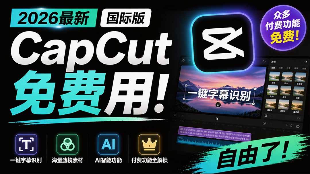 （19621期）2026最新国际版剪映！CapCut 众多付费功能免费用，一键字幕识别 / 滤镜素材 / AI智能功能自由了 CapCut-离锋创库