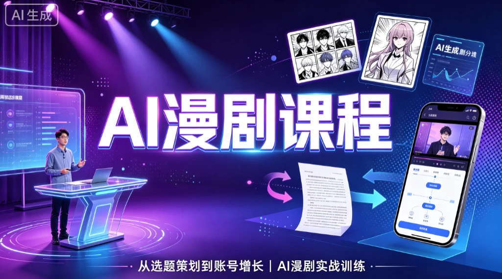 【精】AI漫剧课程,从选题策划到账号增长、AI漫剧实战训练-离锋创库
