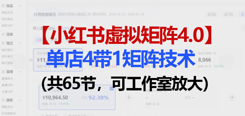 小红书虚拟矩阵4.0技术：单店4带1矩阵（共65节，可工作室放大）-离锋创库