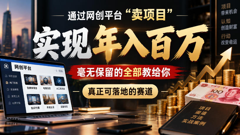 通过网创平台“卖项目”实现年入100w，毫无保留的全部教给你，真正可落地的赛道【揭秘】-离锋创库