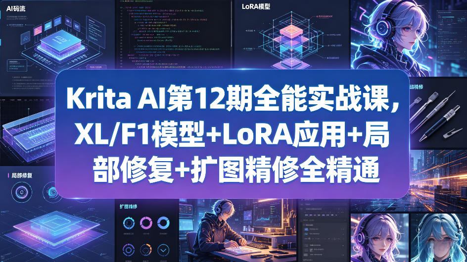 Krita AI第12期全能实战课，XL/F1模型+LoRA应用+局部修复+扩图精修全精通-离锋创库