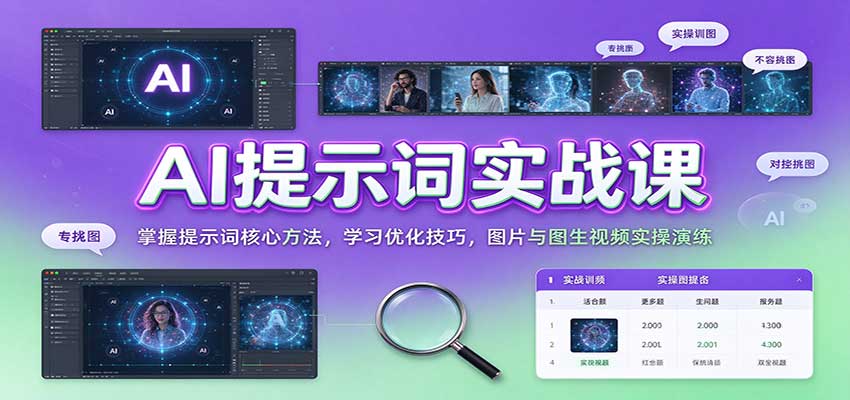 AI提示词实战课：掌握提示词核心方法，学习优化技巧，图片与图生视频实操演练-离锋创库
