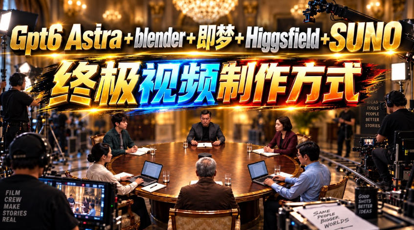 GPT-6 Astra+Blender+即梦+Higgsfield+Suno=终极视频制作方式！-离锋创库