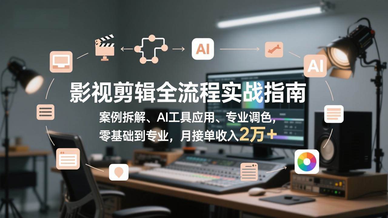（17338期）影视剪辑全流程实战指南，案例拆解、AI工具应用、专业调色，零基础到专业，月接单收入2万+-离锋创库