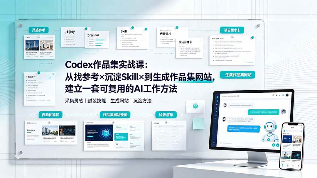 (19361期)Codex作品集实战课:从找参考×沉淀Skill×到生成作品集网站,建立一套可复用的AI工作方法-离锋创库