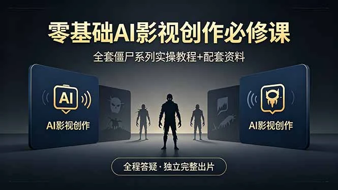【精】零基础AI影视创作必修课，全套僵尸系列实操教程加配套资料，全程答疑带你独立完整出片-离锋创库