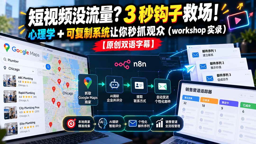（21043期）短视频没流量？3 秒钩子救场！心理学 + 可复制系统让你秒抓观众（workshop 实录）【原创双语字幕】-离锋创库