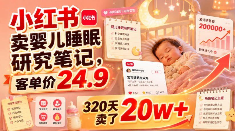 小红书卖婴儿睡眠研究笔记,客单价24.9,320天卖了20w+-离锋创库