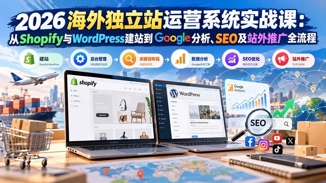 （20689期）2026海外独立站运营系统实战课：从Shopify与WordPress建站到Google分析、SEO及站外推广全流程-离锋创库
