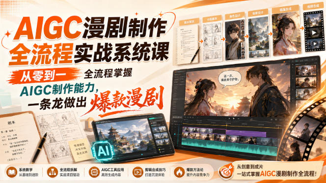 【精】AIGC漫剧制作全流程实战系统课,从零到一全流程掌握AIGC制作能力,一条龙做出爆款漫剧 【精】AIGC漫剧制作全流程实战系统课,从零到一全流程掌握AIGC制作能力,一条龙做出爆款漫剧