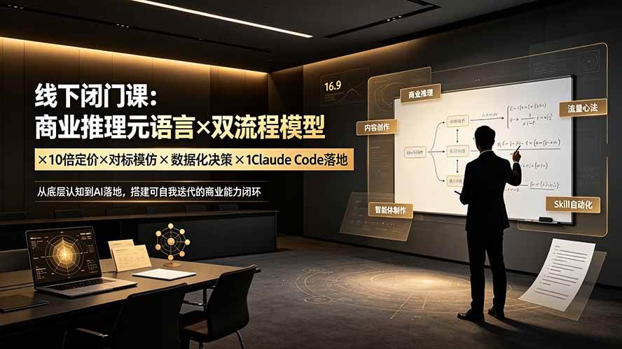 （19381期）线下闭门课：商业推理元语言×双流程模型×10倍定价×对标模仿×数据化决策×Claude Code落地，击穿认知盲区-离锋创库