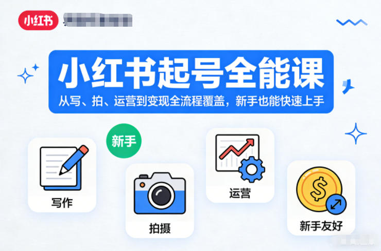小红书起号全能课，从写、拍、运营到变现全流程覆盖，新手也能快速上手-离锋创库