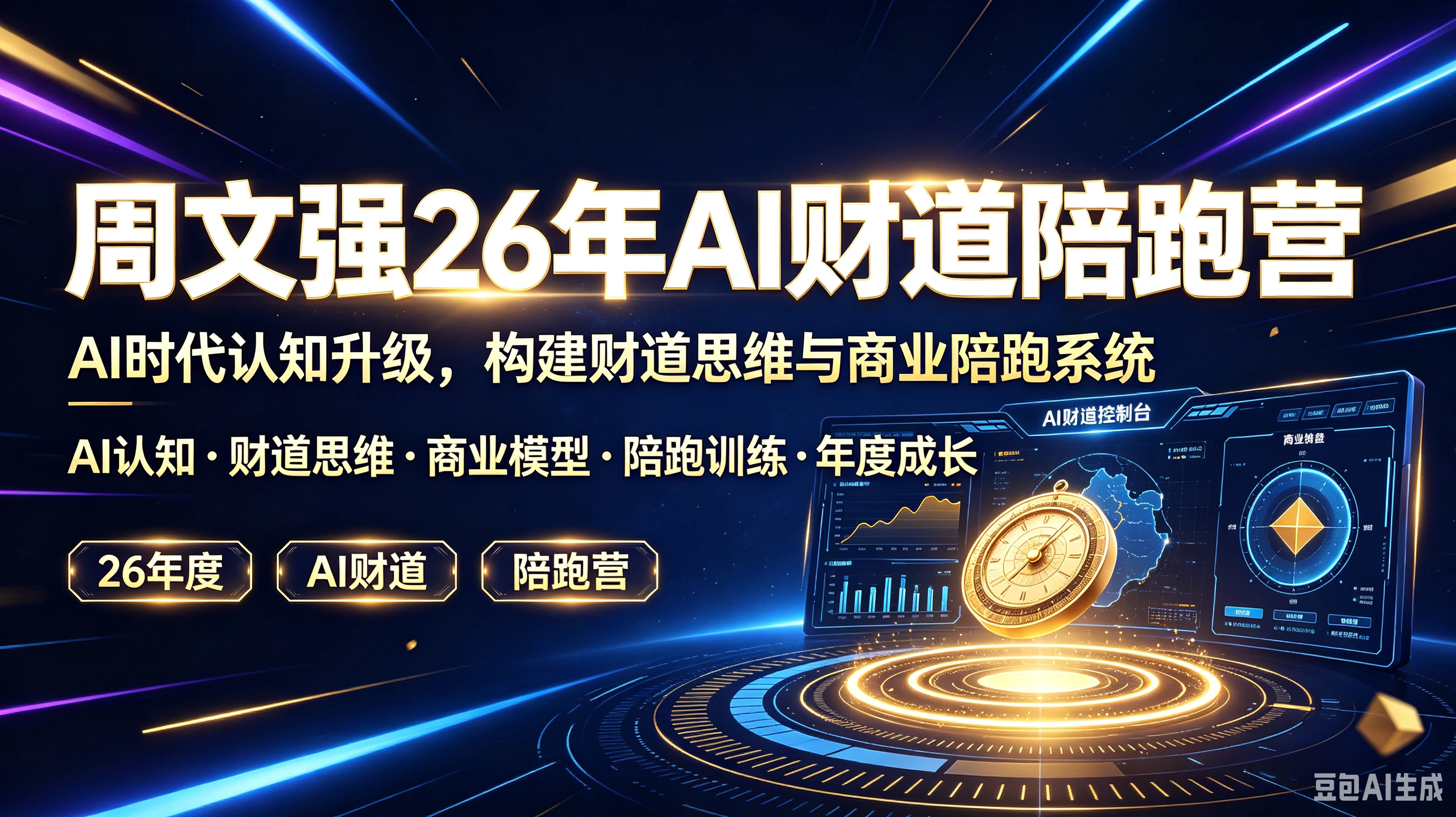 【精】周文强26年AI财道陪跑营，AI时代认知升级，构建财道思维与商业陪跑系统，AI认知、财道思维、商业模型、陪跑训练、年度成长青业城盘-离锋创库