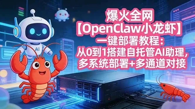 爆火全网【OpenClaw 小龙虾】一键部署教程：从0到1搭建自托管AI助理，多系统部署+多通道对接-离锋创库